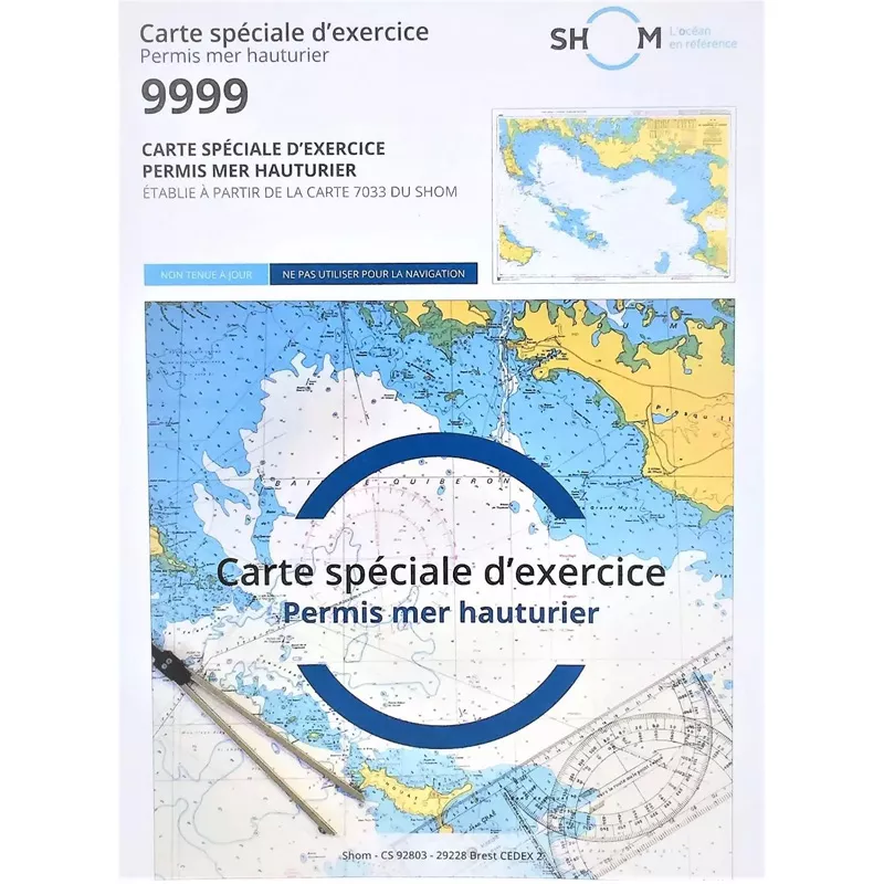 CARTE MARINE D EXAMEN N°9999 PLI PERMIS MER HAUTURIER